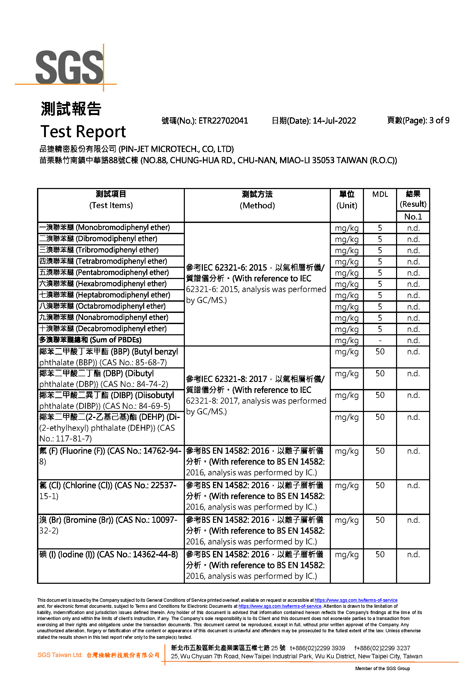 Si6000 卤素四项报告